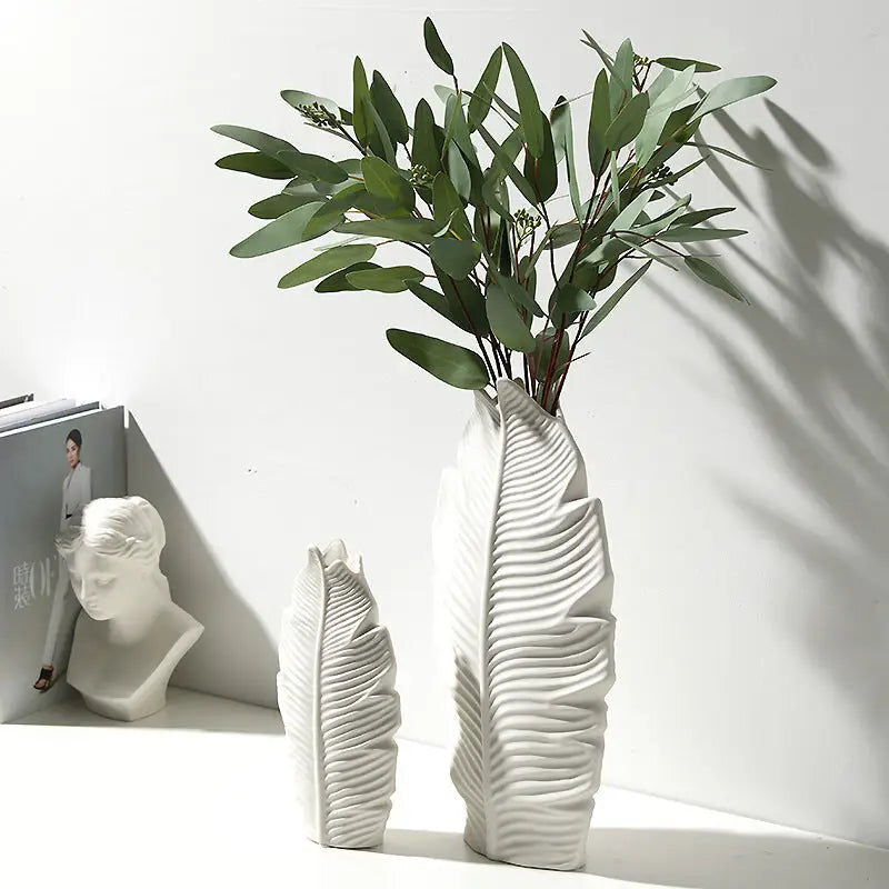 Leaf Shape Flower Vase Ceramic, Set of 3