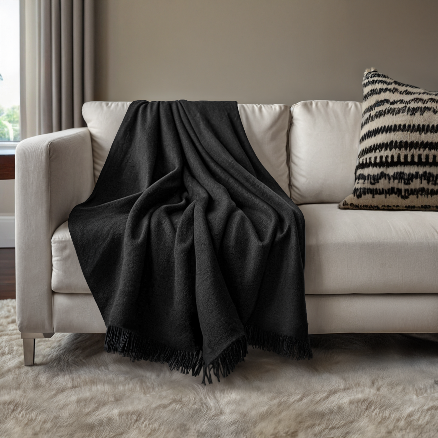 CASHMERE WOVEN THROW WITH FRINGES-2