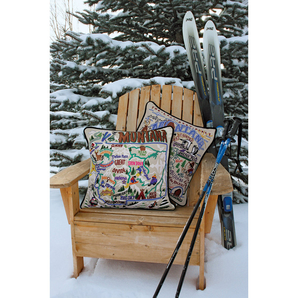 Ski Montana Hand-Embroidered Pillow-3