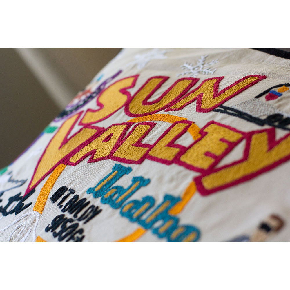 Ski Sun Valley Hand-Embroidered Pillow-2