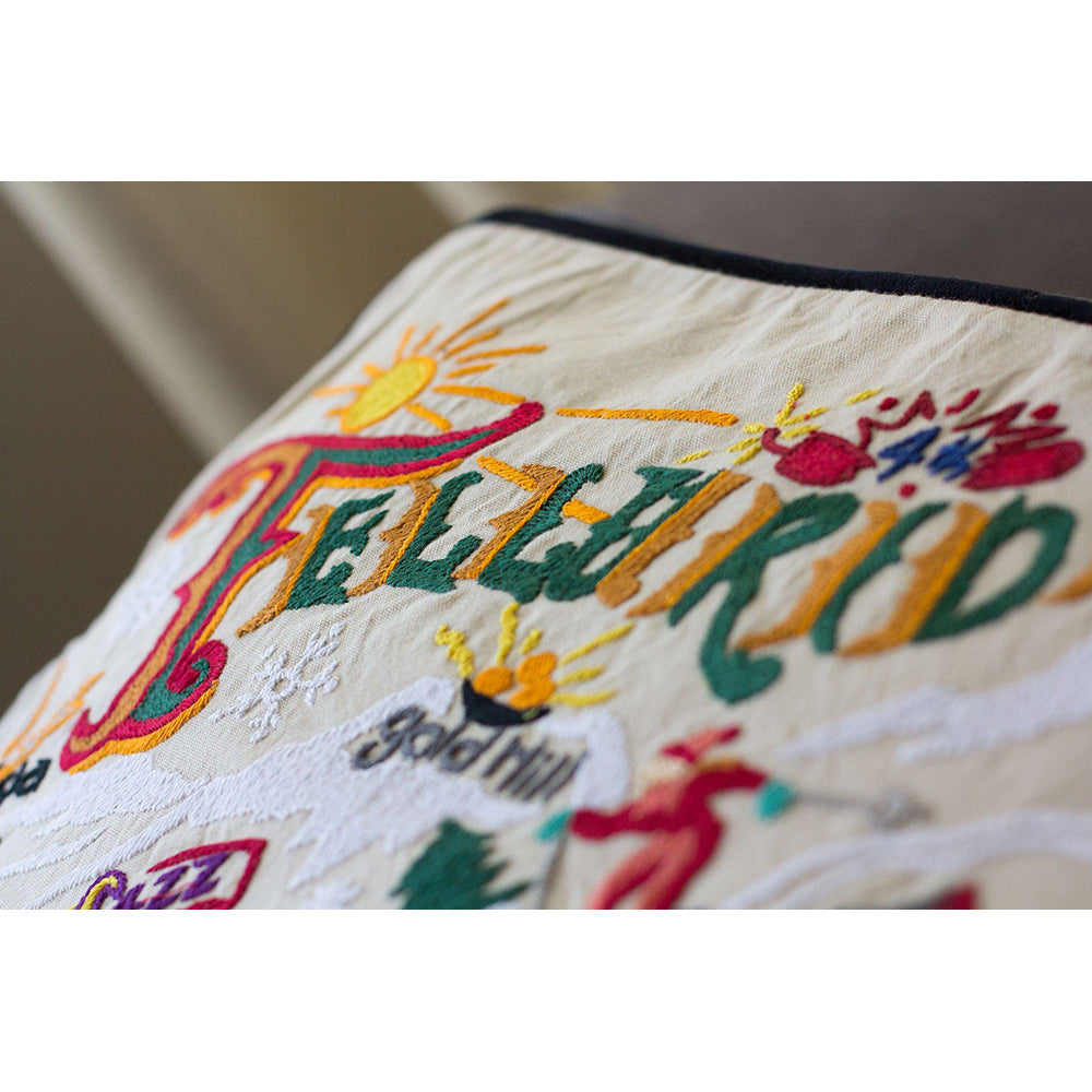 Ski Telluride Hand-Embroidered Pillow-2
