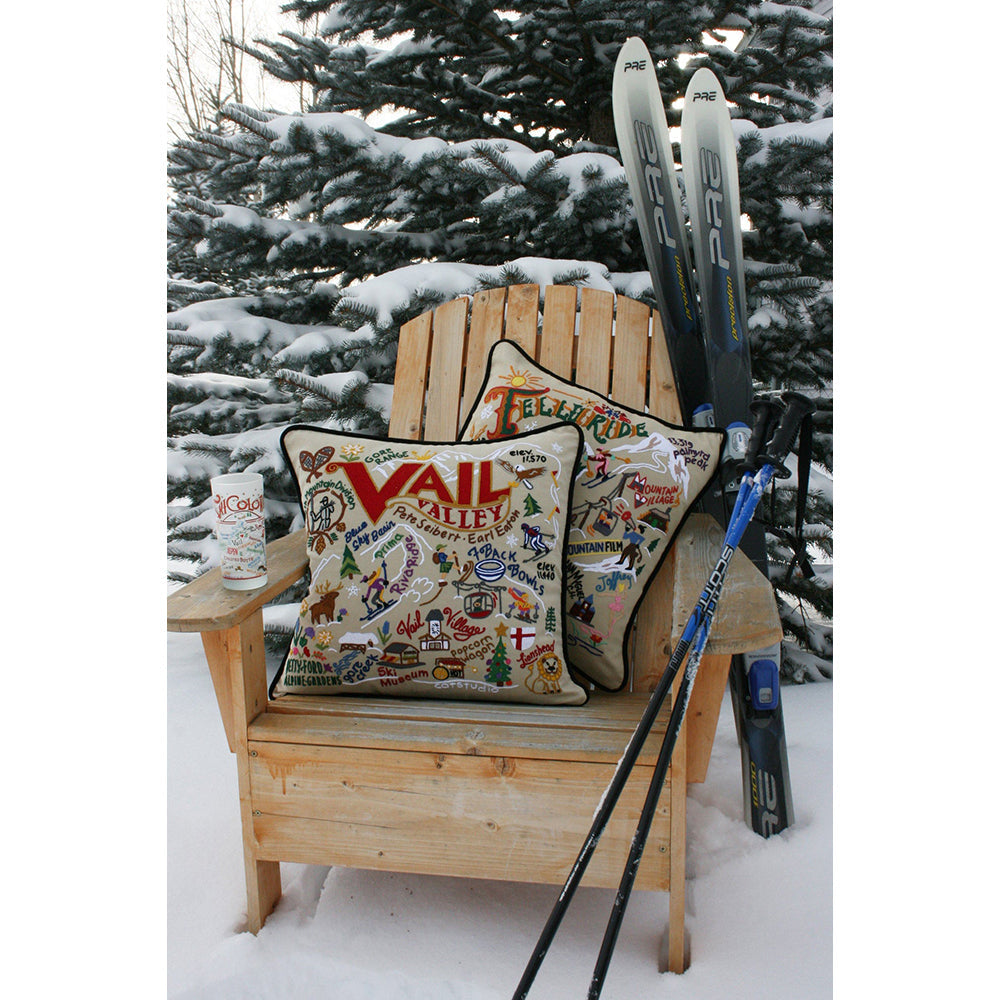 Ski Telluride Hand-Embroidered Pillow-3
